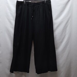 Chaps Womens Pants Linen Black Plus Wide Leg Classic Cropped